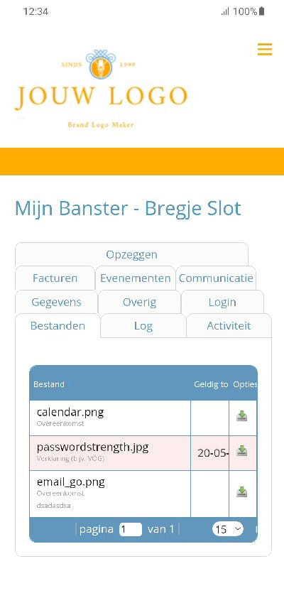 Screenshot Banster mobiel